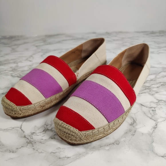 Banana Republic Red and Purple Striped Espadrilles Size 10 - Picture 3 of 11